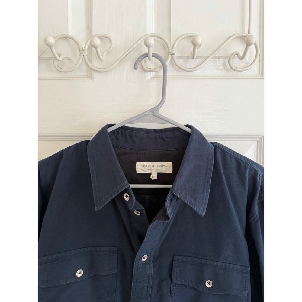 Rag & Bone Men’s Button Down Navy Shirt Size L - Picture 4 of 13